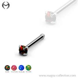 1.0mm (18gauge) x 7mm Steel Nose Pin with 2mm Opal - prong setting