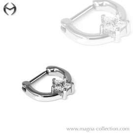 1.2mm (16gauge) Steel Septum Clicker Ring with Silver Fashion Design - Crystal Star